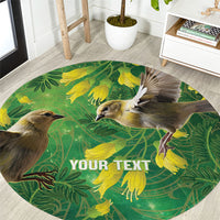 Bellbird New Zealand Personalised Round Carpet Kowhai Flower Maori Pattern