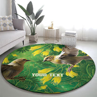 Bellbird New Zealand Personalised Round Carpet Kowhai Flower Maori Pattern