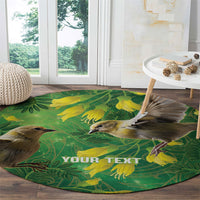 Bellbird New Zealand Personalised Round Carpet Kowhai Flower Maori Pattern