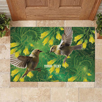 Bellbird New Zealand Personalised Rubber Doormat Kowhai Flower Maori Pattern
