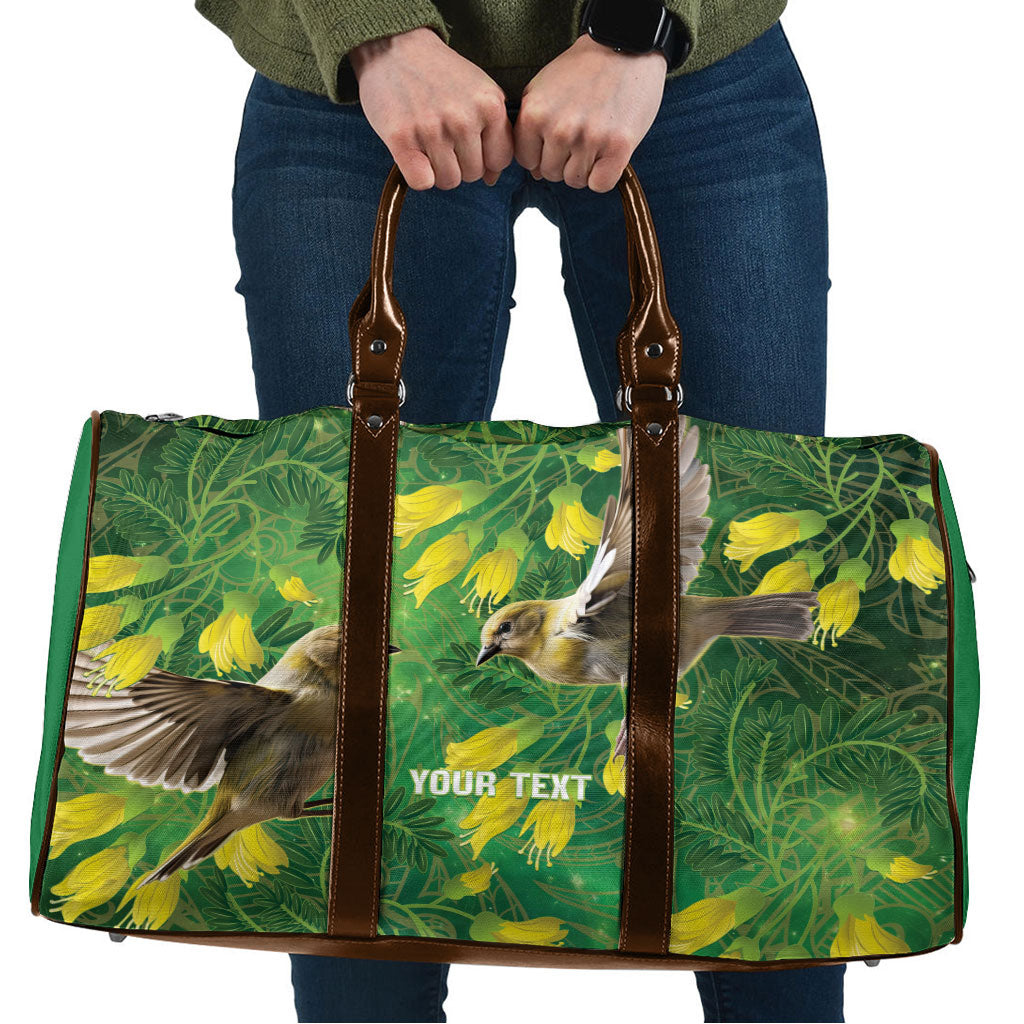 Bellbird New Zealand Personalised Travel Bag Kowhai Flower Maori Pattern