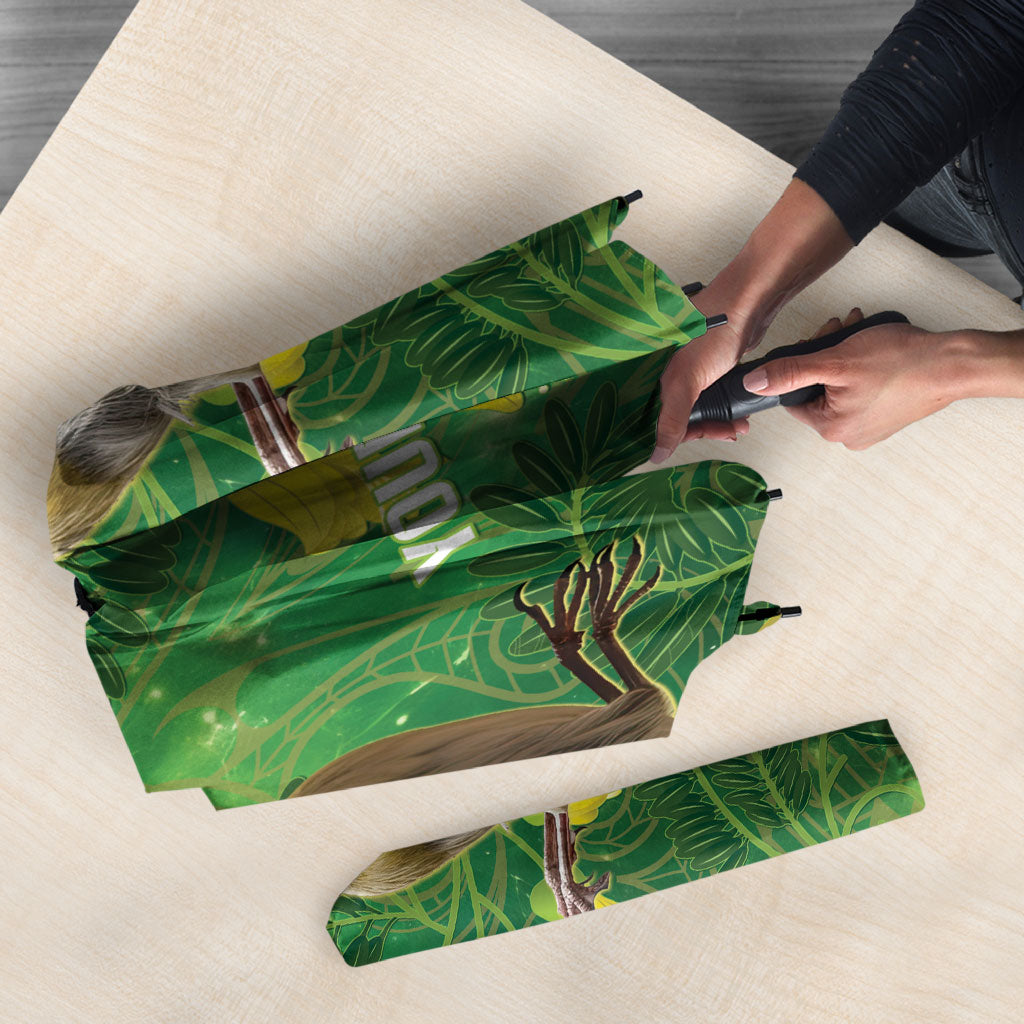 Bellbird New Zealand Personalised Umbrella Kowhai Flower Maori Pattern