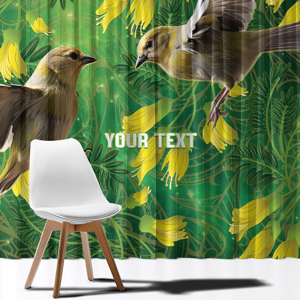 Bellbird New Zealand Personalised Window Curtain Kowhai Flower Maori Pattern