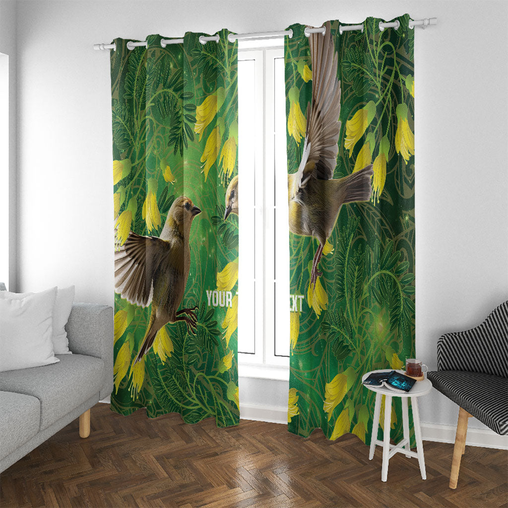 Bellbird New Zealand Personalised Window Curtain Kowhai Flower Maori Pattern