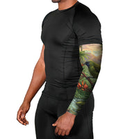 Bellbird New Zealand Personalised Arm Sleeves Korimako Harakeke Flower Native Forest