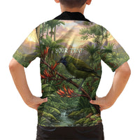 Bellbird New Zealand Personalised Family Matching Mermaid Dress and Hawaiian Shirt Korimako Harakeke Flower Native Forest LT22 - Polynesian Pride
