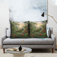 Bellbird New Zealand Personalised Pillow Cover Korimako Harakeke Flower Native Forest