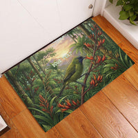 Bellbird New Zealand Personalised Rubber Doormat Korimako Harakeke Flower Native Forest