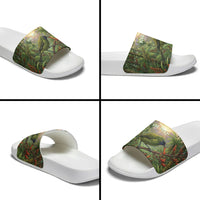 Bellbird New Zealand Personalised Slide Sandals Korimako Harakeke Flower Native Forest