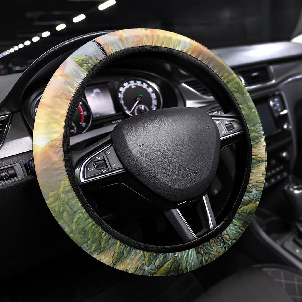 Bellbird New Zealand Steering Wheel Cover Korimako Harakeke Flower Native Forest
