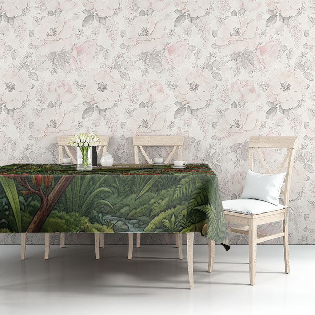 Bellbird New Zealand Personalised Tablecloth Korimako Harakeke Flower Native Forest