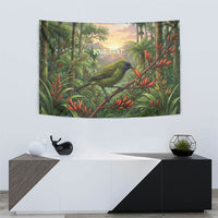 Bellbird New Zealand Personalised Tapestry Korimako Harakeke Flower Native Forest