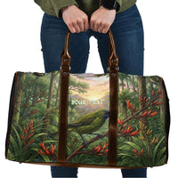 Bellbird New Zealand Personalised Travel Bag Korimako Harakeke Flower Native Forest