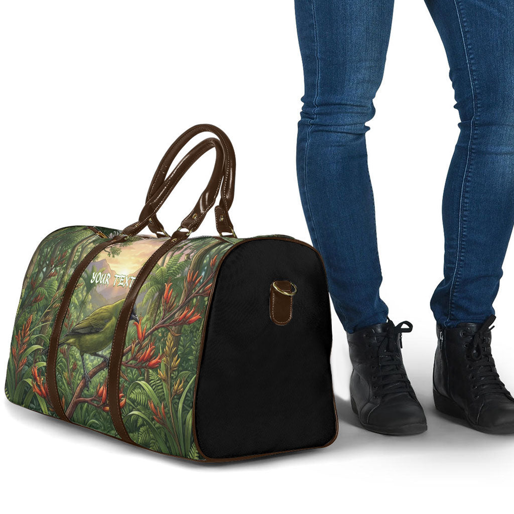 Bellbird New Zealand Personalised Travel Bag Korimako Harakeke Flower Native Forest