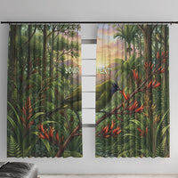 Bellbird New Zealand Personalised Window Curtain Korimako Harakeke Flower Native Forest