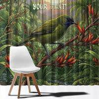 Bellbird New Zealand Personalised Window Curtain Korimako Harakeke Flower Native Forest