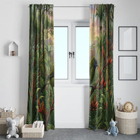 Bellbird New Zealand Personalised Window Curtain Korimako Harakeke Flower Native Forest