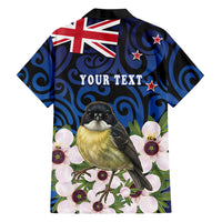 Tomtit New Zealand Personalised Family Matching Off The Shoulder Long Sleeve Dress and Hawaiian Shirt Miromiro Manuka Flower Maori Pattern LT22 - Polynesian Pride