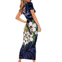 Tomtit New Zealand Personalised Family Matching Short Sleeve Bodycon Dress and Hawaiian Shirt Miromiro Manuka Flower Maori Pattern LT22 - Polynesian Pride