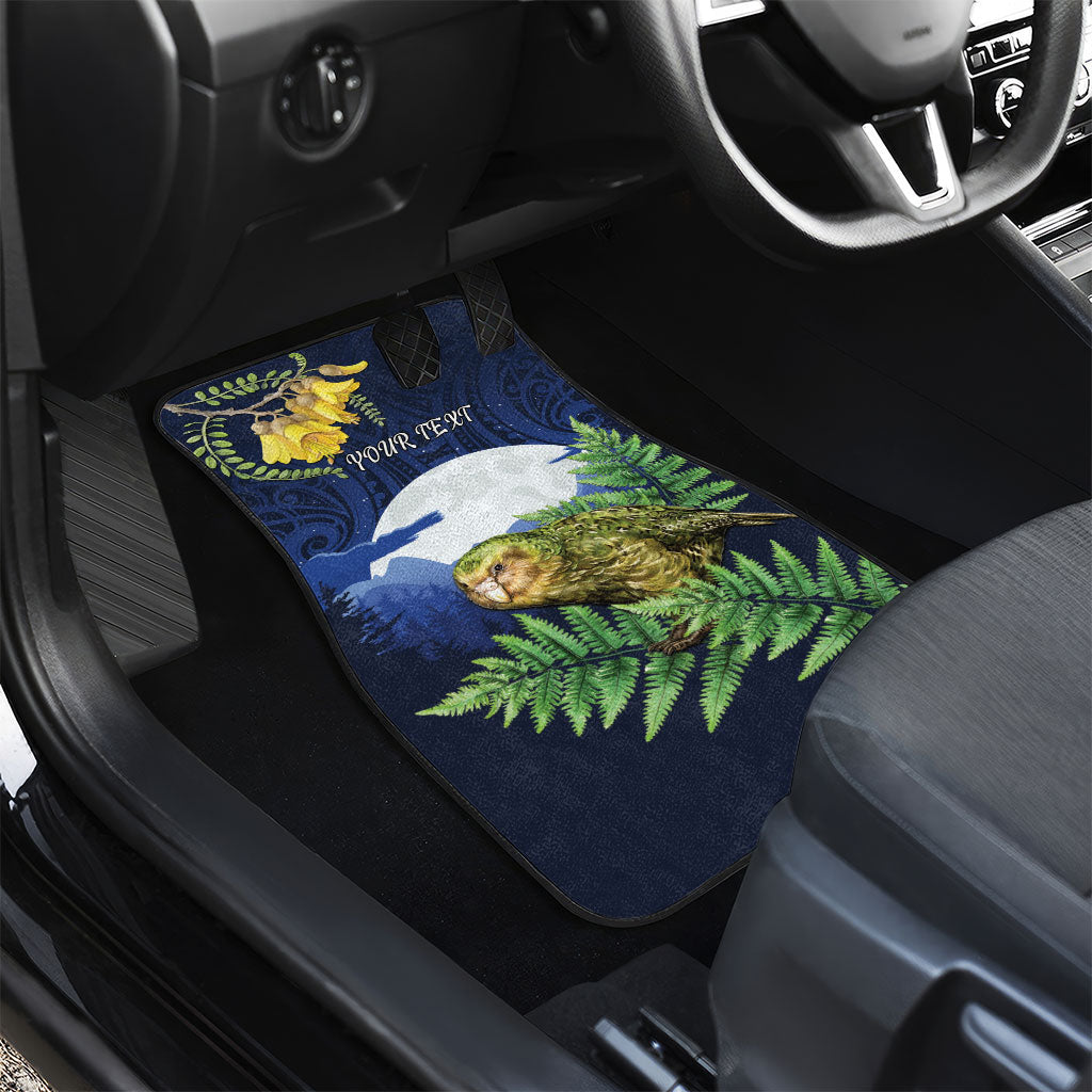 Kakapo New Zealand Personalised Car Mats Kowhai Flower Silver Fern Maori Pattern