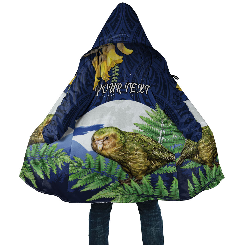 Kakapo New Zealand Personalised Cloak Kowhai Flower Silver Fern Maori Pattern