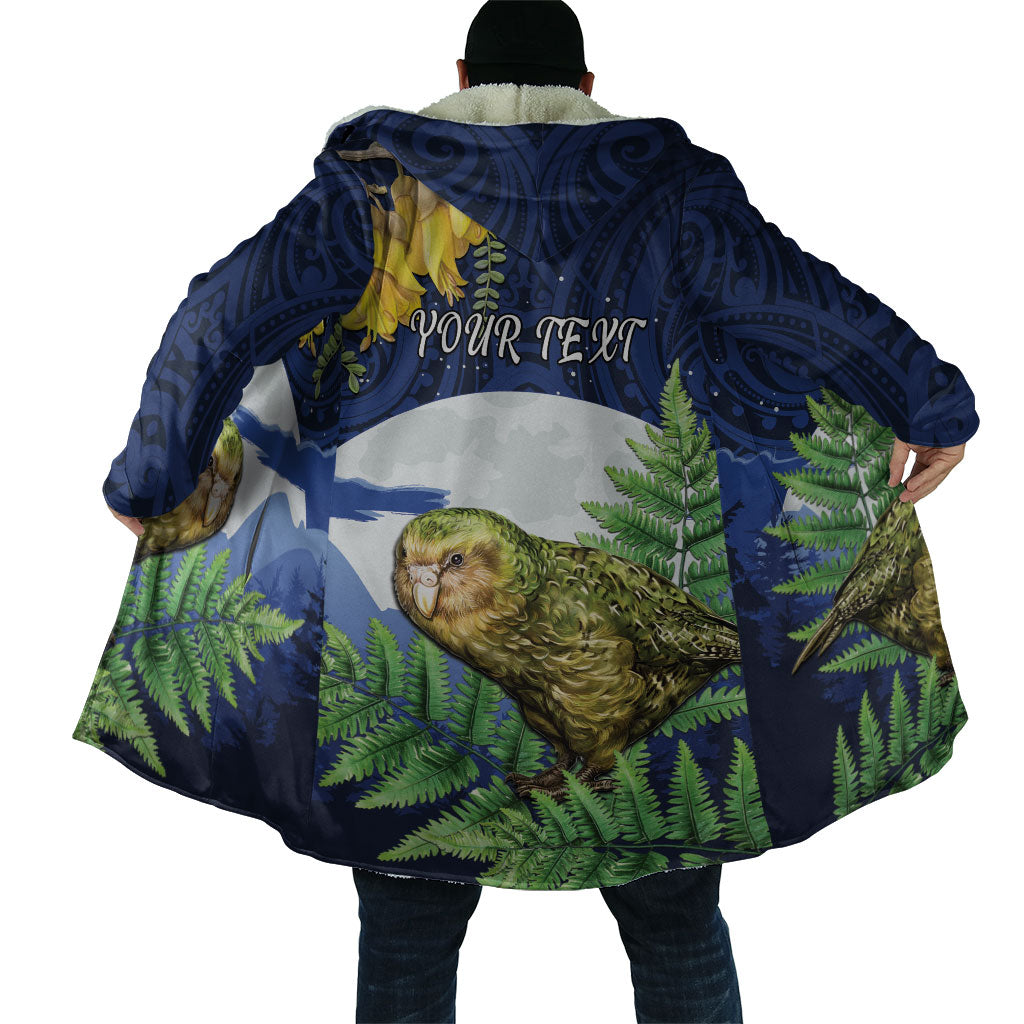 Kakapo New Zealand Personalised Cloak Kowhai Flower Silver Fern Maori Pattern