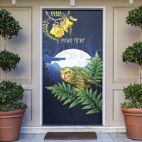 Kakapo New Zealand Personalised Door Cover Kowhai Flower Silver Fern Maori Pattern
