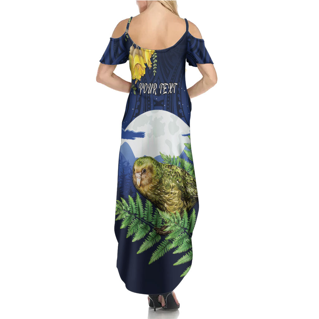 Kakapo New Zealand Personalised Family Matching Summer Maxi Dress and Hawaiian Shirt Kowhai Flower Silver Fern Maori Pattern LT22 - Polynesian Pride