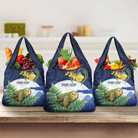 Kakapo New Zealand Personalised Grocery Bag Kowhai Flower Silver Fern Maori Pattern