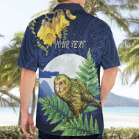 Kakapo New Zealand Personalised Hawaiian Shirt Kowhai Flower Silver Fern Maori Pattern