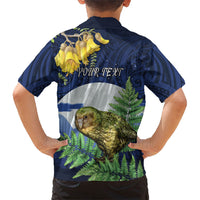 Kakapo New Zealand Personalised Hawaiian Shirt Kowhai Flower Silver Fern Maori Pattern
