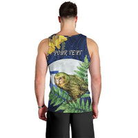 Kakapo New Zealand Personalised Men Tank Top Kowhai Flower Silver Fern Maori Pattern