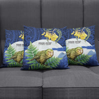 Kakapo New Zealand Personalised Pillow Cover Kowhai Flower Silver Fern Maori Pattern