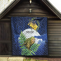 Kakapo New Zealand Personalised Quilt Kowhai Flower Silver Fern Maori Pattern