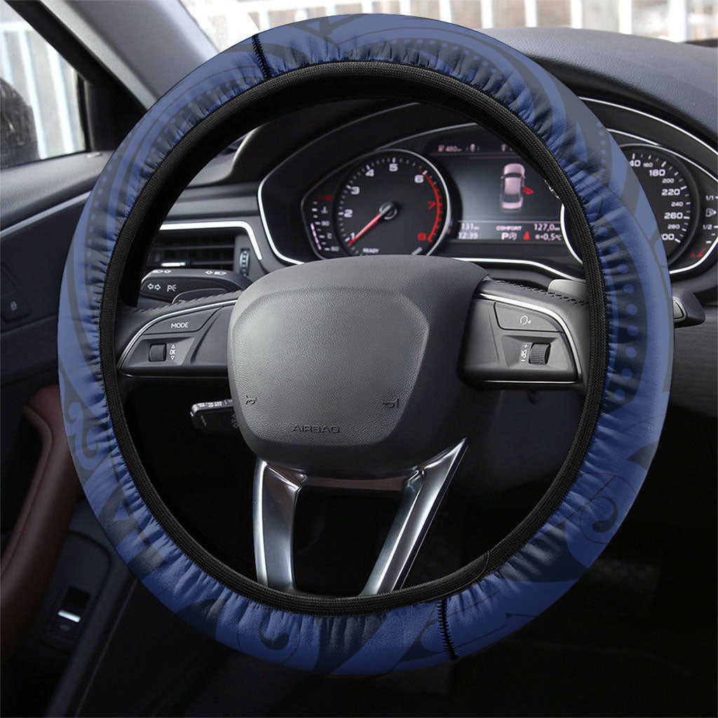 Kakapo New Zealand Steering Wheel Cover Kowhai Flower Silver Fern Maori Pattern