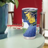 Kakapo New Zealand Personalised Tumbler Cup Kowhai Flower Silver Fern Maori Pattern