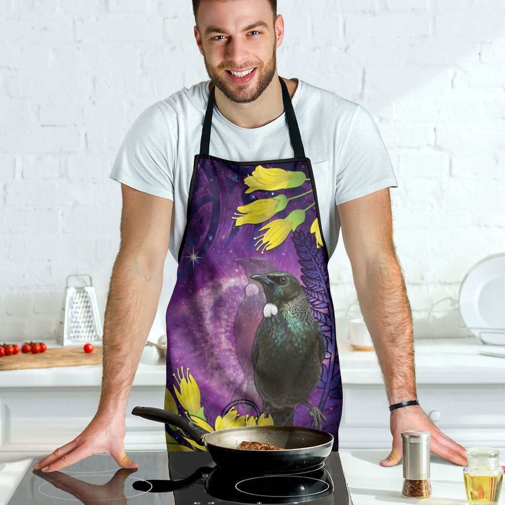 New Zealand Tui Bird Matariki Apron Kowhai Flower Silver Fern Galaxy Maori Pattern