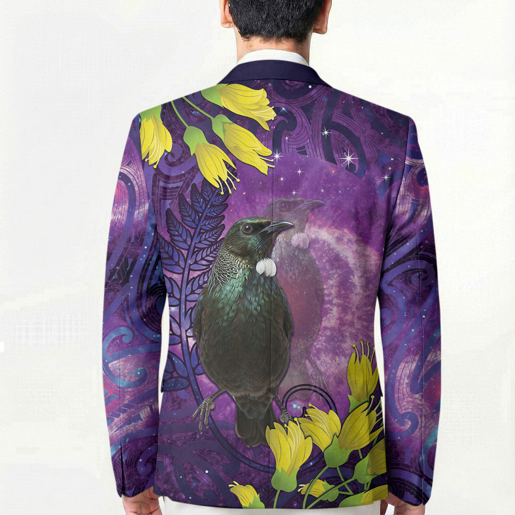 New Zealand Tui Bird Matariki Blazer Kowhai Flower Silver Fern Galaxy Maori Pattern