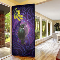 New Zealand Tui Bird Matariki Door Cover Kowhai Flower Silver Fern Galaxy Maori Pattern