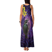 New Zealand Tui Bird Matariki Family Matching Tank Maxi Dress and Hawaiian Shirt Kowhai Flower Silver Fern Galaxy Maori Pattern LT22 - Polynesian Pride
