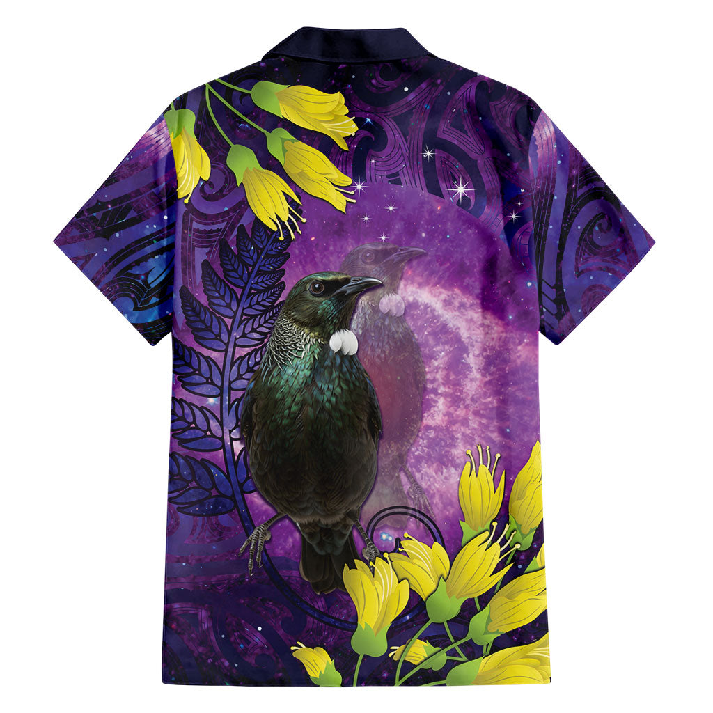 New Zealand Tui Bird Matariki Hawaiian Shirt Kowhai Flower Silver Fern Galaxy Maori Pattern LT22 - Polynesian Pride