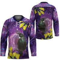 New Zealand Tui Bird Matariki Hockey Jersey Kowhai Flower Silver Fern Galaxy Maori Pattern LT22 - Polynesian Pride