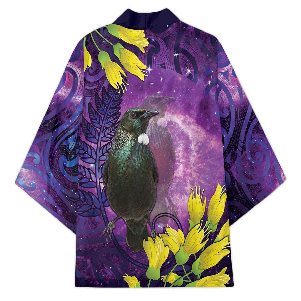 New Zealand Tui Bird Matariki Kimono Kowhai Flower Silver Fern Galaxy Maori Pattern