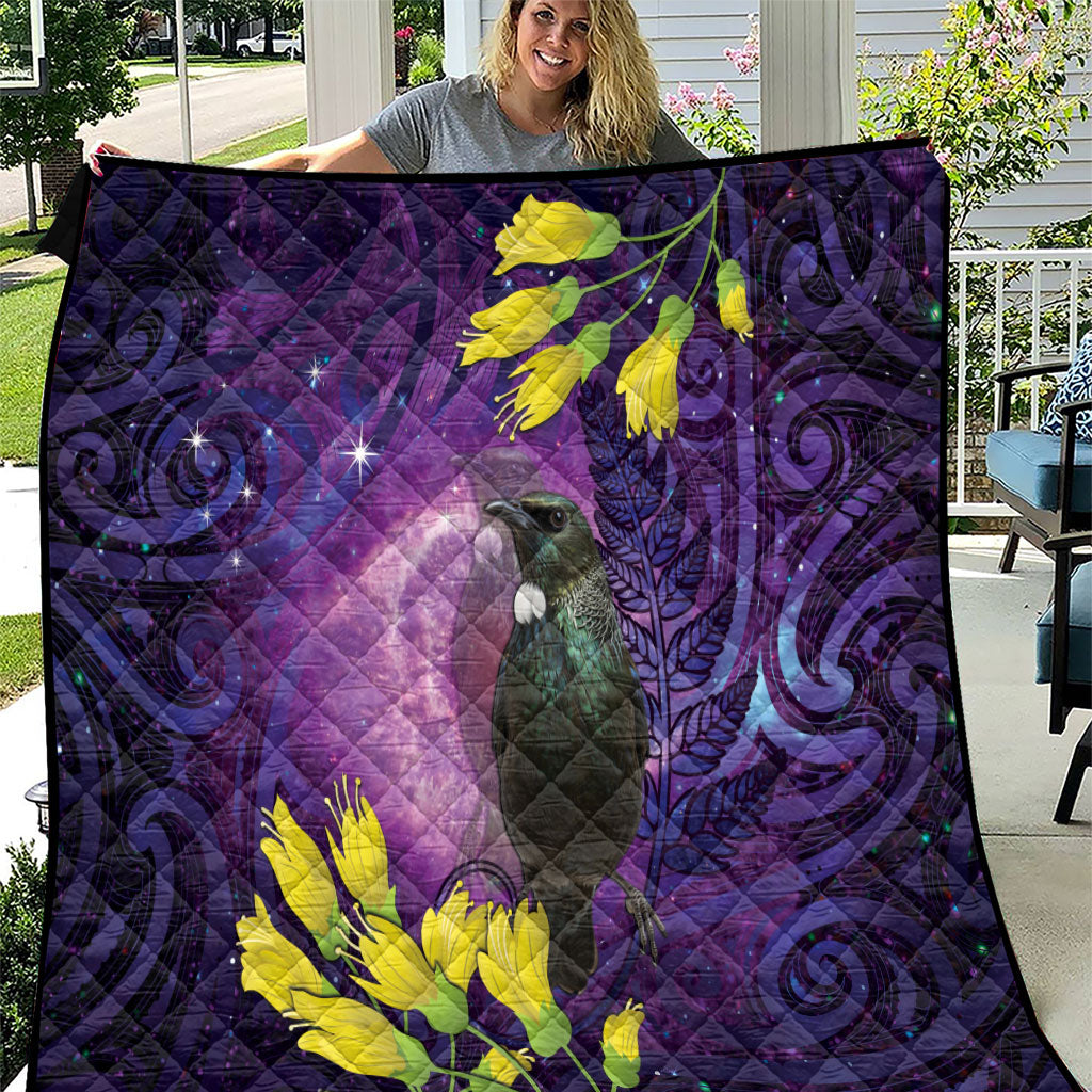 New Zealand Tui Bird Matariki Quilt Kowhai Flower Silver Fern Galaxy Maori Pattern