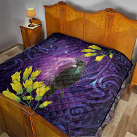 New Zealand Tui Bird Matariki Quilt Kowhai Flower Silver Fern Galaxy Maori Pattern