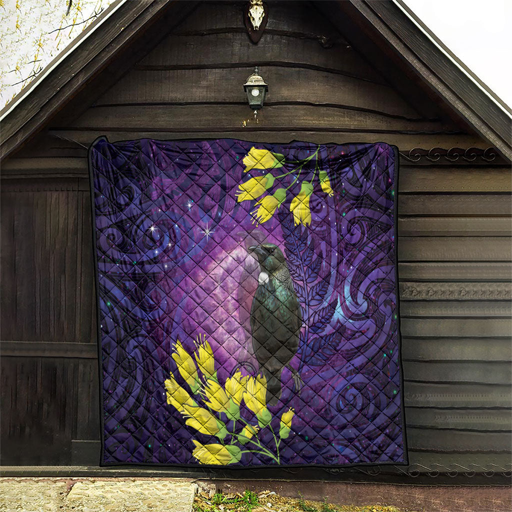 New Zealand Tui Bird Matariki Quilt Kowhai Flower Silver Fern Galaxy Maori Pattern