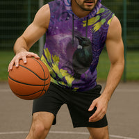 New Zealand Tui Bird Matariki Sleeveless Hoodie Kowhai Flower Silver Fern Galaxy Maori Pattern LT22 - Polynesian Pride