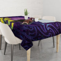 New Zealand Tui Bird Matariki Tablecloth Kowhai Flower Silver Fern Galaxy Maori Pattern