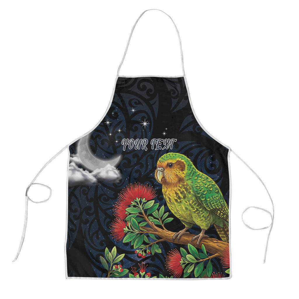 New Zealand Kakapo Matariki Personalised Apron Pohutukawa Flower Galaxy Maori Pattern