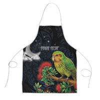 New Zealand Kakapo Matariki Personalised Apron Pohutukawa Flower Galaxy Maori Pattern